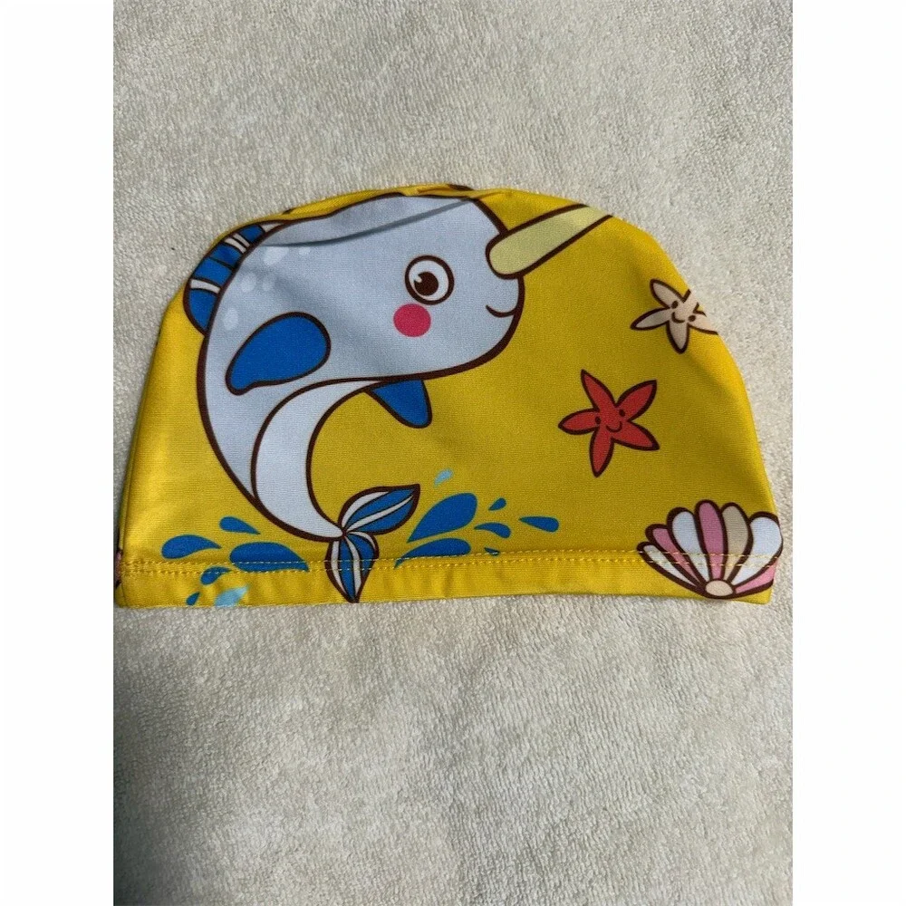 Unique Bargains Kids Cartoon Dolphin Swim Cap Yellow Swimming Hat